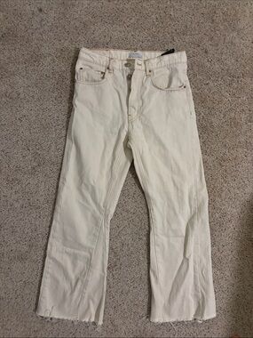 Zara Women’s Cream Chinos with Raw Hem